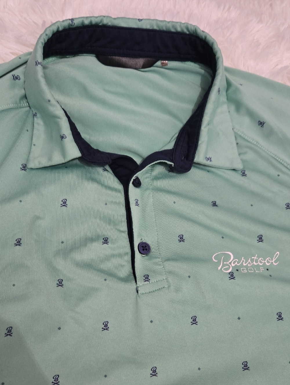 Barstool X UNRL Mens Golf Polo Mint Green Polo Shirt Size L